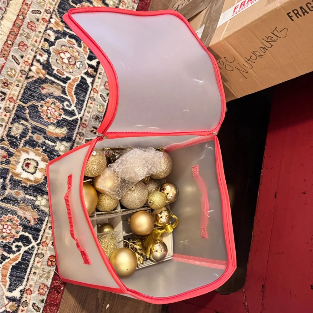 30” Christmas Tree Ornament Storage Box Organizer w Cardboard Inserts for Balls